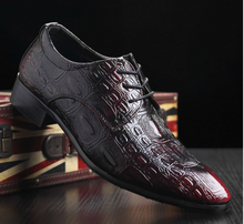 Load image into Gallery viewer, Mens Leather Carved Business Pointed Toe Shoes - Silver or Burgundy
