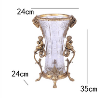 Load image into Gallery viewer, &quot;Arna Lisa&quot; Luxury Vintage Finest Collection - Crystal Golden Boys Copper Brass Vase
