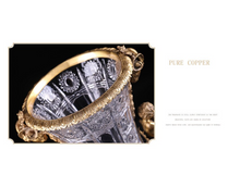 Load image into Gallery viewer, &quot;Arna Lisa&quot; Luxury Vintage Finest Collection - Crystal Golden Boys Copper Brass Vase
