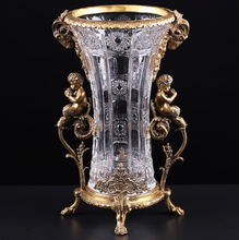 Load image into Gallery viewer, &quot;Arna Lisa&quot; Luxury Vintage Finest Collection - Crystal Golden Boys Copper Brass Vase
