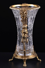 Load image into Gallery viewer, &quot;Arna Lisa&quot; Luxury Vintage Finest Collection - Crystal Golden Boys Copper Brass Vase
