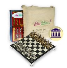 Load image into Gallery viewer, &quot;Arna Lisa&quot; Luxury Vintage Finest Collection - Chess Set Chrome Metal Gold Silver Pegasus Figure Marble
