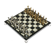 Load image into Gallery viewer, &quot;Arna Lisa&quot; Luxury Vintage Finest Collection - Chess Set Chrome Metal Gold Silver Pegasus Figure Marble
