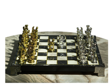 Load image into Gallery viewer, &quot;Arna Lisa&quot; Luxury Vintage Finest Collection - Chess Set Chrome Metal Gold Silver Pegasus Figure Marble
