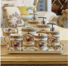 Load image into Gallery viewer, &quot;Arna Lisa&quot; Royal Collection - Luxury Bone China 8 Piece Bathroom Set - Gift Boxed
