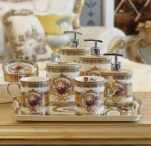 Load image into Gallery viewer, &quot;Arna Lisa&quot; Royal Collection - Luxury Bone China 8 Piece Bathroom Set - Gift Boxed
