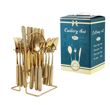 Load image into Gallery viewer, &quot;Arna Lisa&quot; Royal Collection - Luxury 24 Piece Cutlery Set + Boxed - Many Styles &amp; Colours
