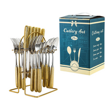 Load image into Gallery viewer, &quot;Arna Lisa&quot; Royal Collection - Luxury 24 Piece Cutlery Set + Boxed - Many Styles &amp; Colours
