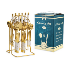 Load image into Gallery viewer, &quot;Arna Lisa&quot; Royal Collection - Luxury 24 Piece Cutlery Set + Boxed - Many Styles &amp; Colours
