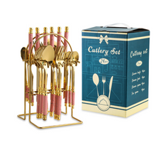 Load image into Gallery viewer, &quot;Arna Lisa&quot; Royal Collection - Luxury 24 Piece Cutlery Set + Boxed - Many Styles &amp; Colours
