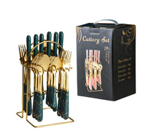 Load image into Gallery viewer, &quot;Arna Lisa&quot; Royal Collection - Luxury 24 Piece Cutlery Set + Boxed - Many Styles &amp; Colours

