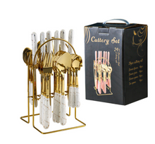 Load image into Gallery viewer, &quot;Arna Lisa&quot; Royal Collection - Luxury 24 Piece Cutlery Set + Boxed - Many Styles &amp; Colours
