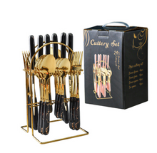 Load image into Gallery viewer, &quot;Arna Lisa&quot; Royal Collection - Luxury 24 Piece Cutlery Set + Boxed - Many Styles &amp; Colours
