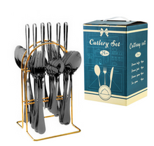 Load image into Gallery viewer, &quot;Arna Lisa&quot; Royal Collection - Luxury 24 Piece Cutlery Set + Boxed - Many Styles &amp; Colours
