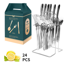 Load image into Gallery viewer, &quot;Arna Lisa&quot; Royal Collection - Luxury 24 Piece Cutlery Set + Boxed - Many Styles &amp; Colours
