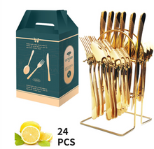 Load image into Gallery viewer, &quot;Arna Lisa&quot; Royal Collection - Luxury 24 Piece Cutlery Set + Boxed - Many Styles &amp; Colours
