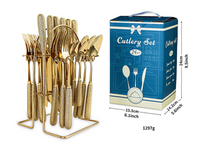 Load image into Gallery viewer, &quot;Arna Lisa&quot; Royal Collection - Luxury 24 Piece Cutlery Set + Boxed - Many Styles &amp; Colours
