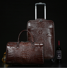 Load image into Gallery viewer, Crocodile Genuine Leather 2 Piece Luggage Set - Brown or Black - Many Styles 20&quot;
