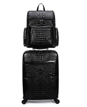 Load image into Gallery viewer, Crocodile Genuine Leather 2 Piece Luggage Set - Brown or Black - Many Styles 20&quot;
