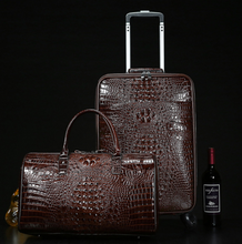 Load image into Gallery viewer, Crocodile Genuine Leather 2 Piece Luggage Set - Brown or Black - Many Styles 20&quot;
