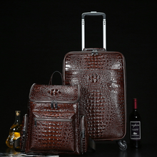 Load image into Gallery viewer, Crocodile Genuine Leather 2 Piece Luggage Set - Brown or Black - Many Styles 20&quot;
