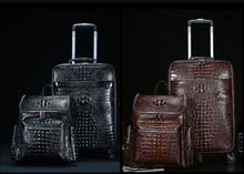 Load image into Gallery viewer, Crocodile Genuine Leather 2 Piece Luggage Set - Brown or Black - Many Styles 20&quot;
