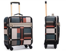 Load image into Gallery viewer, Designer Material &amp; Leather 2 Piece Rolling Luggage Set - Many Sizes
