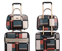 Load image into Gallery viewer, Designer Material &amp; Leather 2 Piece Rolling Luggage Set - Many Sizes
