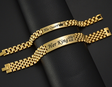 Load image into Gallery viewer, Top Line Personalised ID Bracelets - Gold/Rose Gold/Silver - His &amp; Hers
