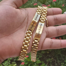 Load image into Gallery viewer, Top Line Personalised ID Bracelets - Gold/Rose Gold/Silver - His &amp; Hers
