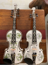 Load image into Gallery viewer, Designer Hardanger Fiddle Norwegian Fiddle 4/4 violin (4*4), Carved Mosaic Shell 4 String / 9 String
