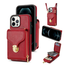 Load image into Gallery viewer, Zipper Purse/Wallet Cards Lanyard Case For iPhone 14 13 12 11 Pro X XS Max XR 8 7 Plus SE 2022 Crossbody

