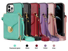 Load image into Gallery viewer, Zipper Purse/Wallet Cards Lanyard Case For iPhone 14 13 12 11 Pro X XS Max XR 8 7 Plus SE 2022 Crossbody
