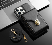 Load image into Gallery viewer, Zipper Purse/Wallet Cards Lanyard Case For iPhone 14 13 12 11 Pro X XS Max XR 8 7 Plus SE 2022 Crossbody
