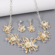 Load image into Gallery viewer, Chrysanthemum Pendant Alloy - Necklace + Earrings
