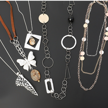 Load image into Gallery viewer, Butterfly Necklace + Leather Rope + Natural Stone
