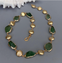 Load image into Gallery viewer, Natural 20x27mm Green Fluorite Rough Raw Brushed Coin Bead Necklace Gemstone
