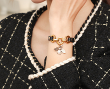 Load image into Gallery viewer, Bee Pendant Charms Bracelet &amp; Bangle Style Brown Leather Metal Button
