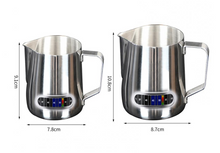 Load image into Gallery viewer, Coffee Milk Frothing Jug x2 Sizes - Stainless Steel - Temperature Gauge
