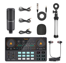 Load image into Gallery viewer, Sound Card Audio Interface CASTER LITE AM200-S1 All-in-on Condenser Microphone Mixer Kit for Live Streaming Podcasting
