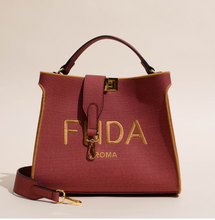 Load image into Gallery viewer, Designer Tote Bag Leather + Gold Black Detail
