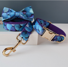 Load image into Gallery viewer, Luxury Pet Leash Engraved Name ID Tag + Collar + Bow - Free Engraving Personalise (all Sizes)
