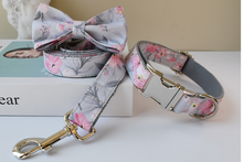 Load image into Gallery viewer, Luxury Pet Leash Engraved Name ID Tag + Collar + Bow - Free Engraving Personalise (all Sizes)
