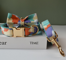 Load image into Gallery viewer, Luxury Pet Leash Engraved Name ID Tag + Collar + Bow - Free Engraving Personalise (all Sizes)
