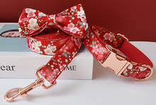 Load image into Gallery viewer, Luxury Pet Leash Engraved Name ID Tag + Collar + Bow - Free Engraving Personalise (all Sizes)

