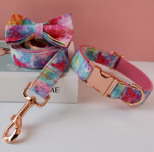 Load image into Gallery viewer, Luxury Pet Leash Engraved Name ID Tag + Collar + Bow - Free Engraving Personalise (all Sizes)
