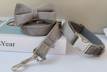 Load image into Gallery viewer, Luxury Pet Leash Engraved Name ID Tag + Collar + Bow - Free Engraving Personalise (all Sizes)
