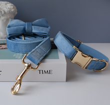 Load image into Gallery viewer, Luxury Pet Leash Engraved Name ID Tag + Collar + Bow - Free Engraving Personalise (all Sizes) + Many Styles/Colours
