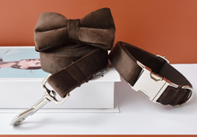 Load image into Gallery viewer, Luxury Pet Leash Engraved Name ID Tag + Collar + Bow - Free Engraving Personalise (all Sizes)
