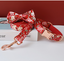 Load image into Gallery viewer, Luxury Pet Leash Engraved Name ID Tag + Collar + Bow - Free Engraving Personalise (all Sizes)
